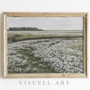 Spring Meadow Painting | Vintage Landscape Print | Country Field Art