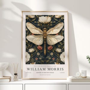 William Morris Print, William Morris Art, Exhibition Poster, William Morris UK, Dragonfly Pictures, Dragonfly Poster, Dragonfly Gifts