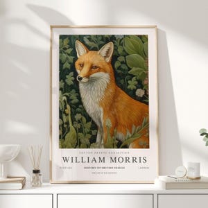 William Morris Print, William Morris Art, Exhibition Poster, Woodland Nursery Decor, Fox Gifts, Fox Art, Nature Wall Art, Animal Prints