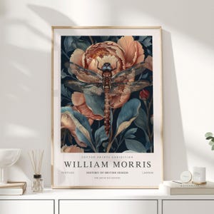 William Morris Print, William Morris Art, Exhibition Poster, William Morris UK, Dragonfly Pictures, Dragonfly Poster, Dragonfly Gifts