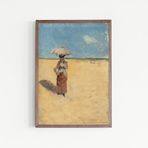 Vintage Beach Painting, Vintage Beach Scene Painting, Victorian Painting, Vintage Oil Painting, Vintage Portrait Painting, Ocean Painting