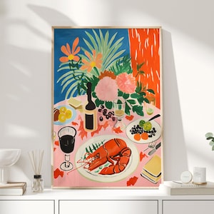 Stampa aragosta, poster aragosta, arte murale aragosta, arte murale cucina, poster frutti di mare, arte frutti di mare, arte murale frutti di mare, arte aragosta