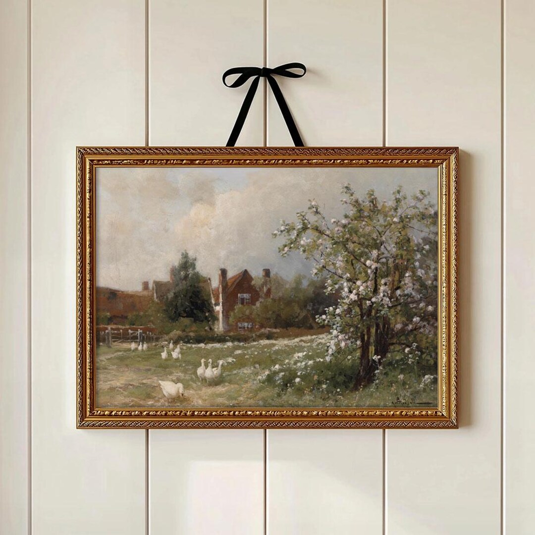 Vintage Goose Wall Art, English Countryside Landscape Print, Neutral ...