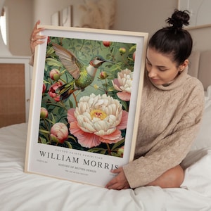 Stampa di William Morris, Arte di William Morris, Manifesto della mostra, Uccelli William Morris, William Morris Green, Colibrì, Stampa artistica, Arte murale