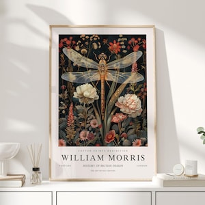 William Morris Print, William Morris Art, Exhibition Poster, William Morris UK, Dragonfly Pictures, Dragonfly Poster, Dragonfly Gifts