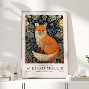 William Morris Print, William Morris Art, Exhibition Poster, Woodland Nursery Decor, Fox Gifts, Fox Art, Nature Wall Art, Animal Prints
