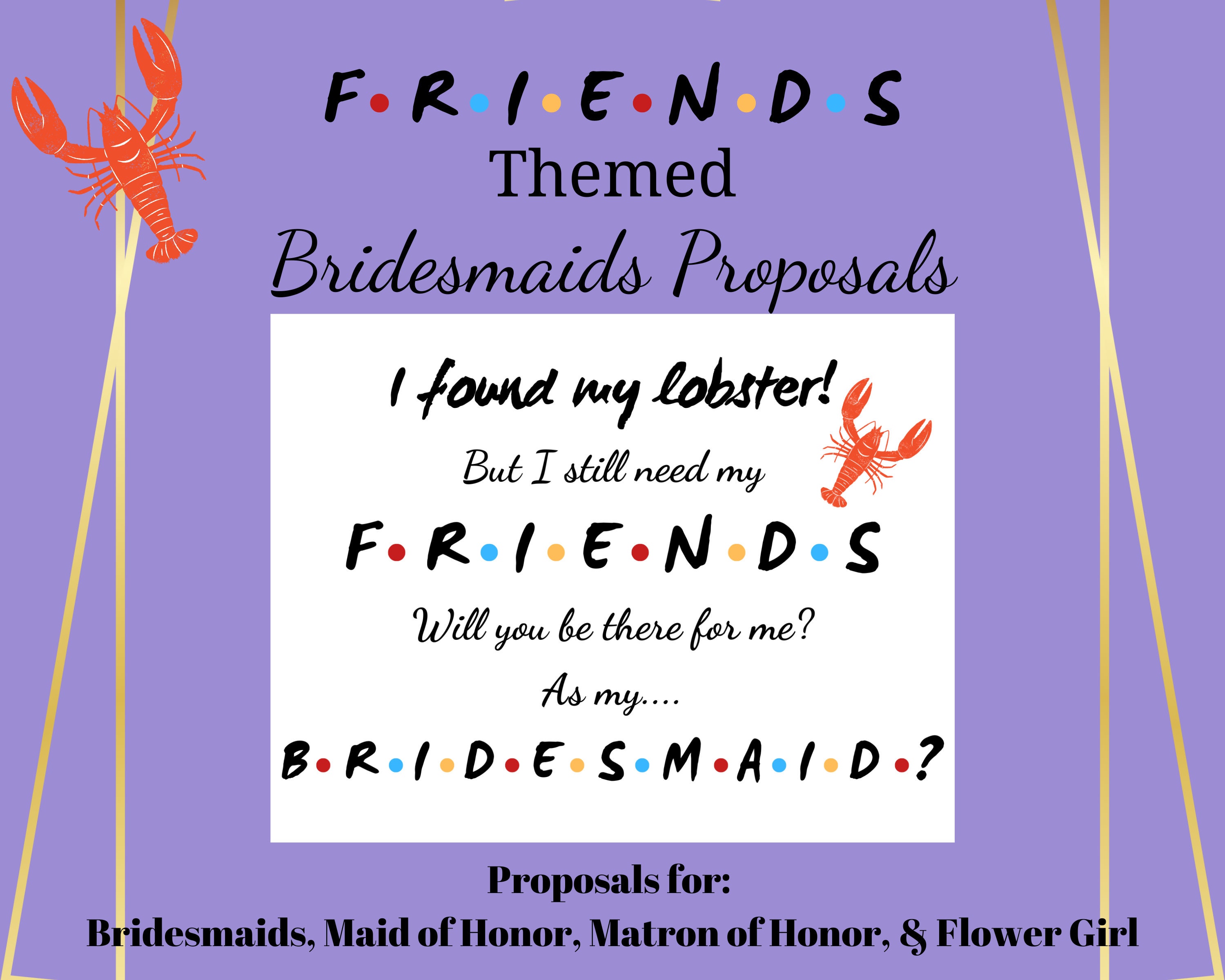 Friends Themed Bridesmaid Proposal Cards - Printable Digital Download Friends Themed Bridesmaid Proposal Cards - Printable Digital Download