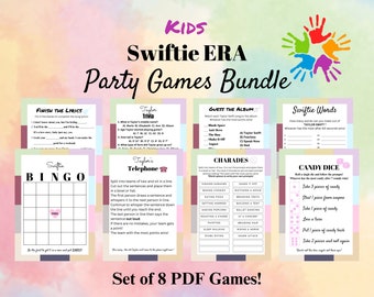 KIDS Swiftie Era Party Games Bundle | Birthday Party Games | Slumber Party Games | Printable Party Games | ERAs Tour | 8 Games