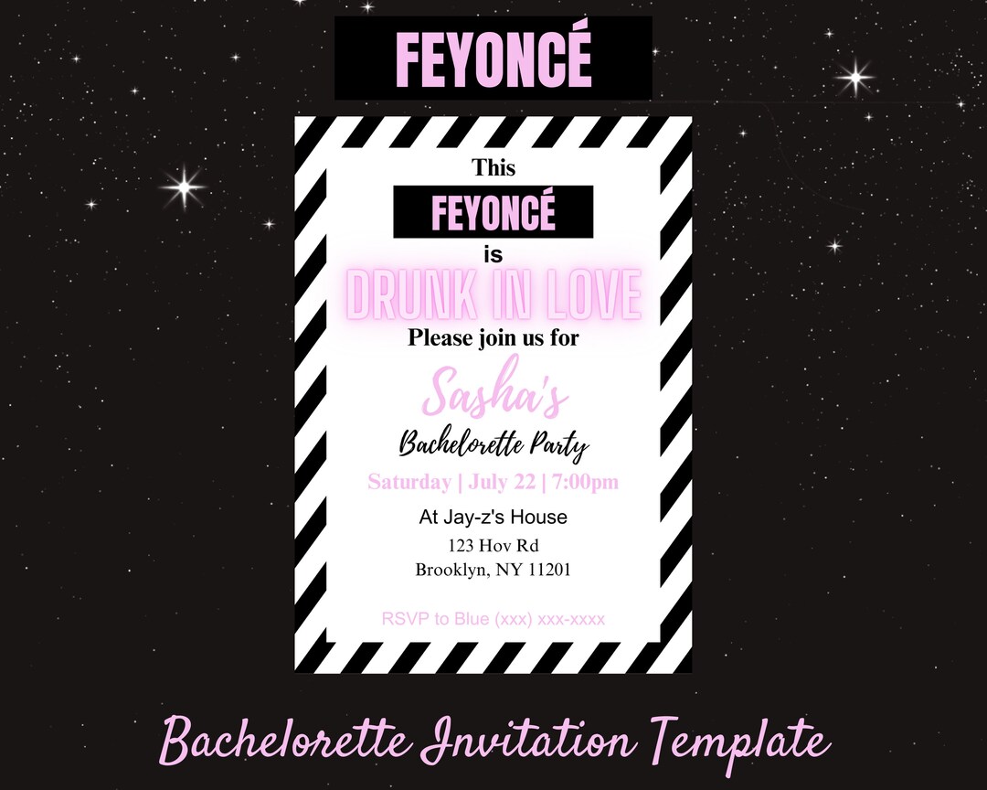 Feyoncé Bachelorette Party Invitation Template | Editable in Canva ...
