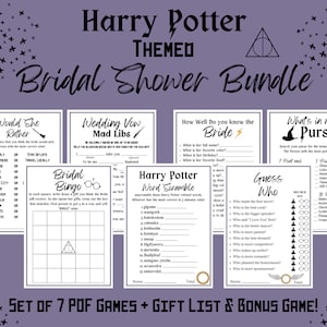 Wizard BRIDAL SHOWER Games Bundle | HP Themed Bridal Shower | Printable Games | Wedding Shower | Instant Download | Gift List | Set of 8