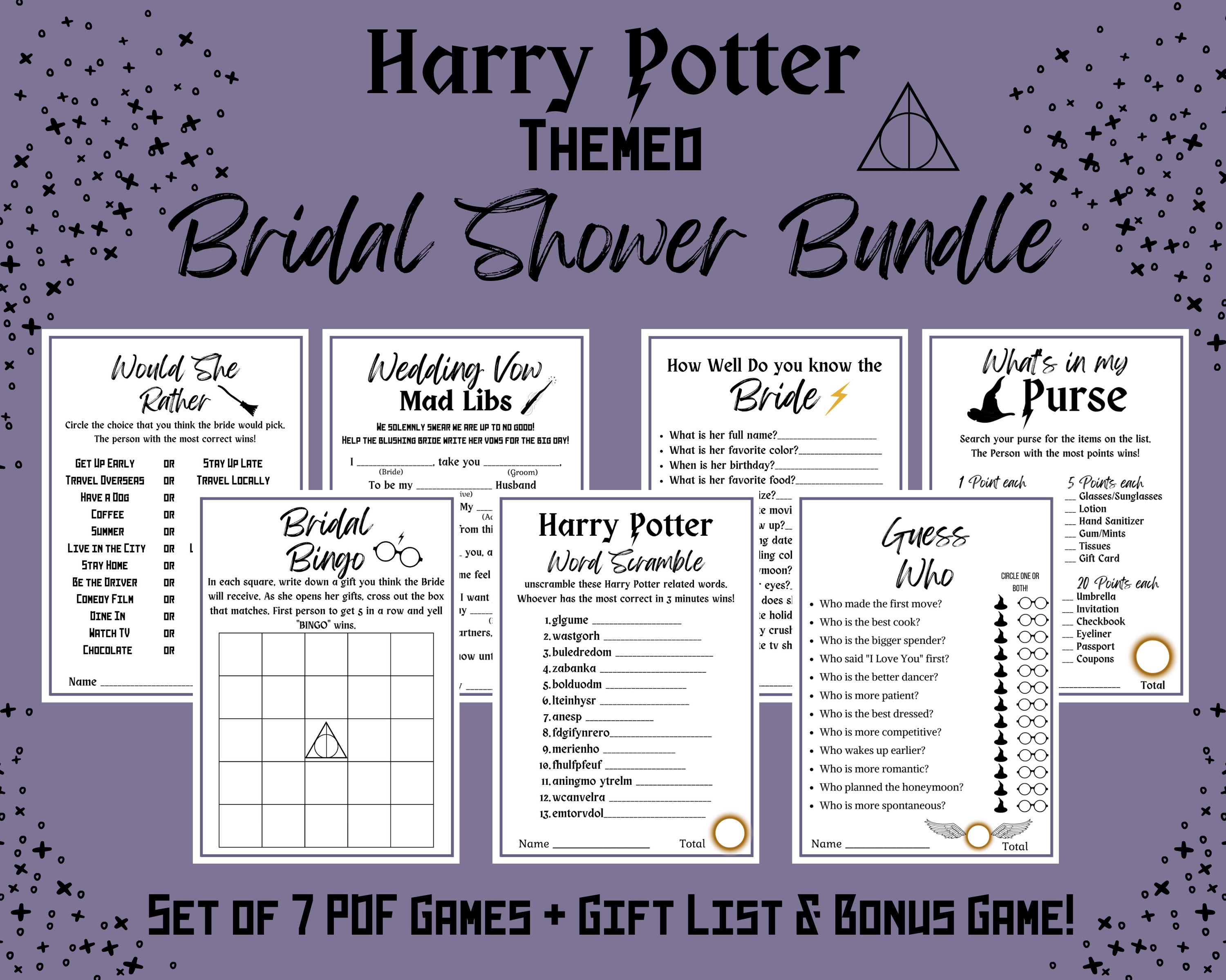 Wizard BRIDAL SHOWER Games Bundle HP Themed Bridal Shower Printable ...
