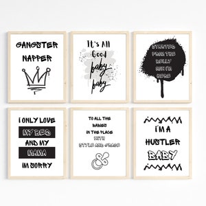 Hip Hop Part II Nursery DIGITAL Prints. PRINTABLE Wall Art for Nursery Decor, Kid&#39;s Room Decor, Fun Nursery Wall Art. Set of 6 Prints.