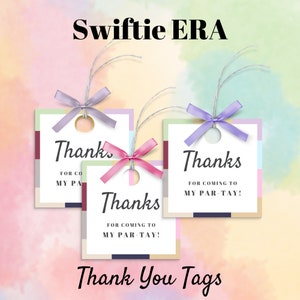 Swiftie Era Thank You Tags | Editable and Printable | Thank You Tags | Birthday Party | Slumber Party | Swiftie Party | ERAs Tour |