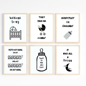 Hip Hop Nursery DIGITAL PRINTS. PRINTABLE Wall Art for Nursery Decor, Kid&#39;s Room Decor, Fun Nursery Wall Art. Set of 6 Prints.