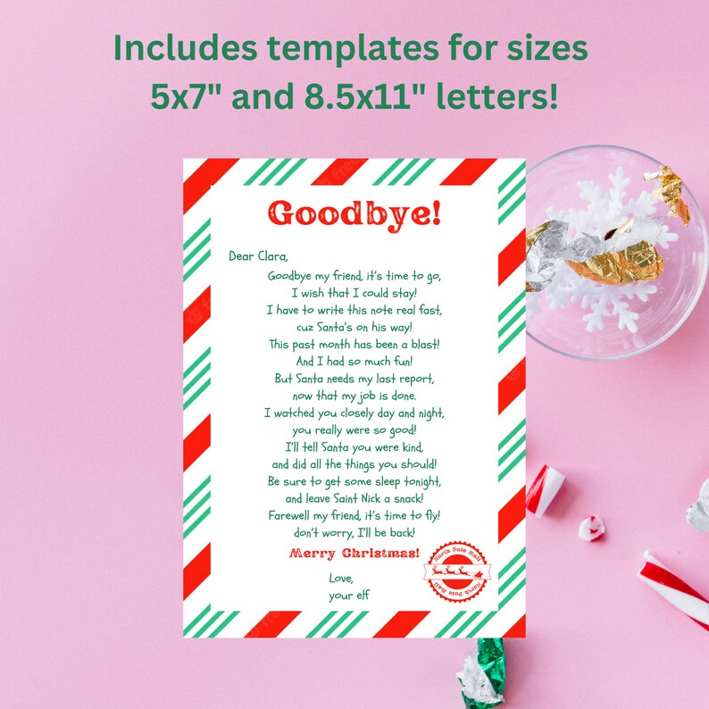 Elf on the Shelf Goodbye Letter Template Christmas Tradition Editable