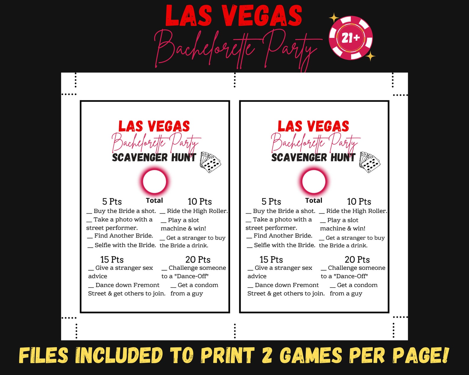 Las Vegas Bachelorette Party Games Bundle | Sin City| Printable Games