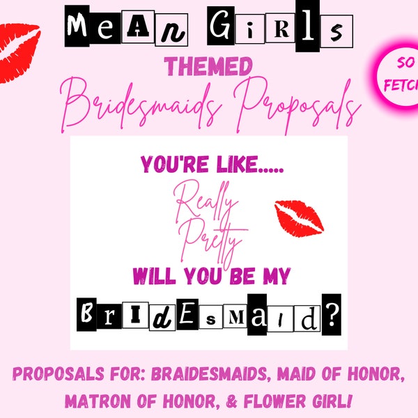 Mean Girls Themed Bridesmaid Proposal Cards | Mean Girls Movie | Printable Ask Cards | Digital Download | Bridal Party | Bride | Set of 4