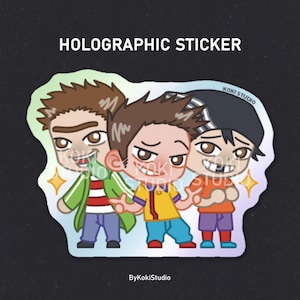 Cartoni animati anni '90 | Adesivo olografico | Merchandising Fanart | Adesivo dei cartoni animati | Adesivo Chibi | Vinile scintillante