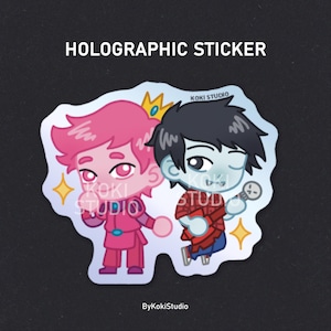 Abenteuer | Holografischer Aufkleber | Fanart-Merch | Cartoon-Aufkleber | Chibi-Aufkleber | Glitzervinyl