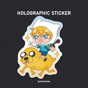 Avventura | Adesivo olografico | Merchandising Fanart | Adesivo dei cartoni animati | Adesivo Chibi | Vinile scintillante