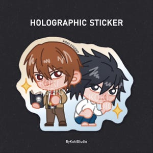 BlackNote | Holografischer Aufkleber | Fanart Merch | Anime-Aufkleber | Chibi-Aufkleber | Glitzerndes Vinyl
