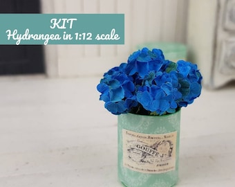 Kit plantes miniatures Blue Hortensia miniatures de maison de poupée à l'échelle 12e DIY