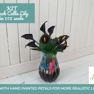 Kit miniatuurplanten zwarte Calla Lelie poppenhuisminiaturen in 12e schaal DIY