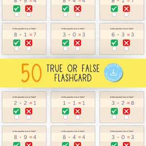 Crosscheck, True or False Game - Math Games for kids. Educational Activity, Number Skill Development. Addition, Preschool Games, 50 Pages