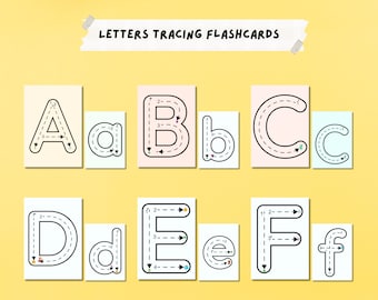 Letters Tracing Flashcards - Preschool and Kindergarten Activity, Learn English Alphabets, Card and Roads, A-Z, Digital Downloads, Printable