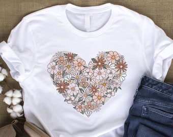 Corazón floral bohemio PNG: Diseño para sublimación (descarga digital)