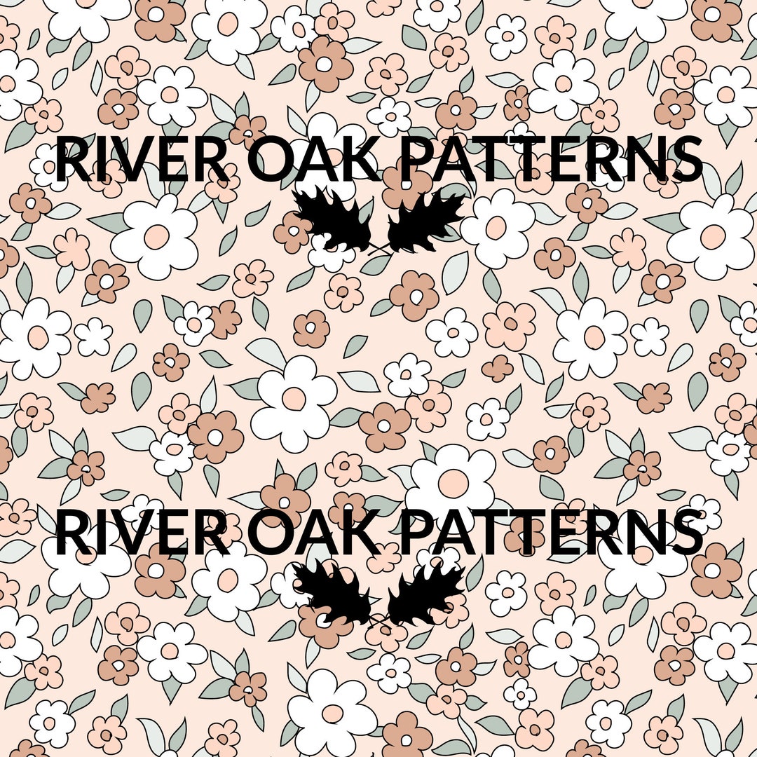 Neutral Retro Floral Seamless Repeat Pattern Muted Boho Flowers for ...