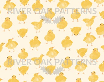 Easter Chicks Seamless Pattern: Spring Farm Animal Print (Digital Download)