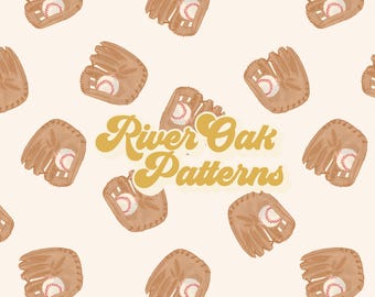 Baseball Mitts Seamless Pattern: Sports Fabric Design (Digital)