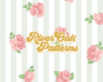 Pink Roses & Green Stripes Seamless Pattern: Girly Floral Fabric (JPEG, PNG)