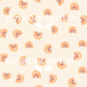 Tossed Boho Watercolor Rainbows Seamless Digital Repeat Pattern for Commercial Use Fall Orange