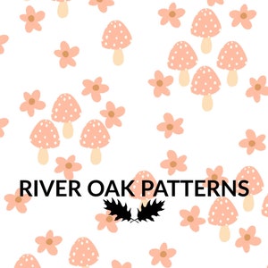 Cute pink mushrooms and flowers Seamless file, spring easter seamless Pattern for Commercial Use