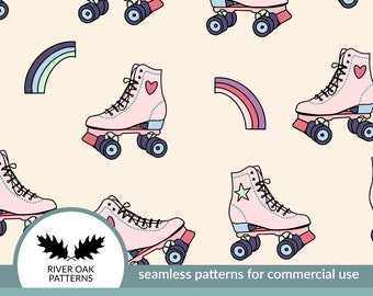 Retro Roller Skates Seamless Pattern: 60s Groovy Print (Digital Download)