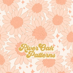 boho daisy Seamless Pattern for Fabric sublimation repeating file retro vintage floral pattern