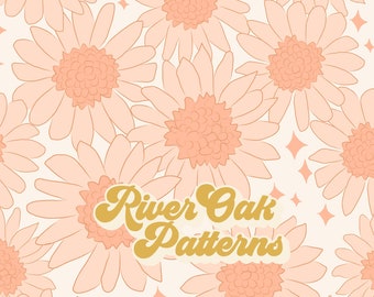 boho daisy Seamless Pattern for Fabric sublimation repeating file retro vintage floral pattern