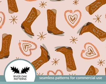 Cowboy Boots Seamless Pattern: Western Ranch Design (Digital Download)