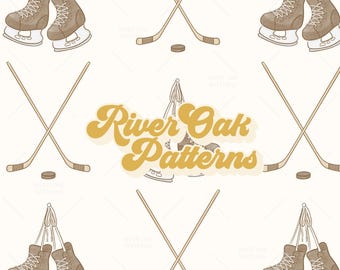 Vintage Hockey Muster: Sticks, Skates, Puck (Digitaler Download)