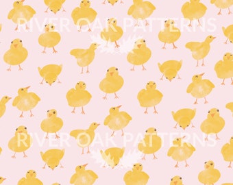 Spring Chicks Seamless Pattern: Easter Fabric Design (Digital Download)