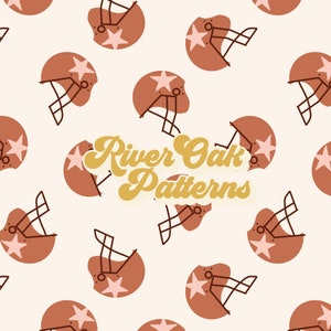 Football Helmet Seamless Digital File in brown boho fall sport