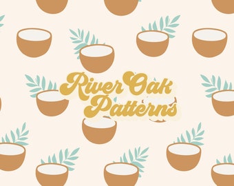 boho coconut Seamless Pattern for Fabric sublimation repeating file tropical summer muted pattern