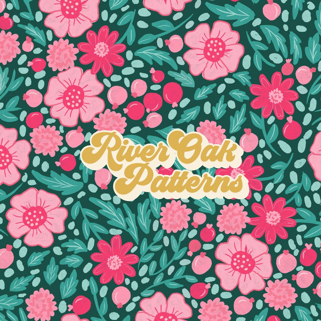 Pink & Green Floral Seamless Pattern: Girly Spring Design (digital ...