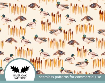 Ducks Seamless Pattern: Fall Nature Print (Digital Download)