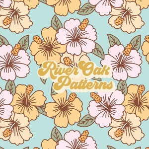 Hibiscus Flowers Seamless File, tropical summer floral Repeat Pattern for fabric printing