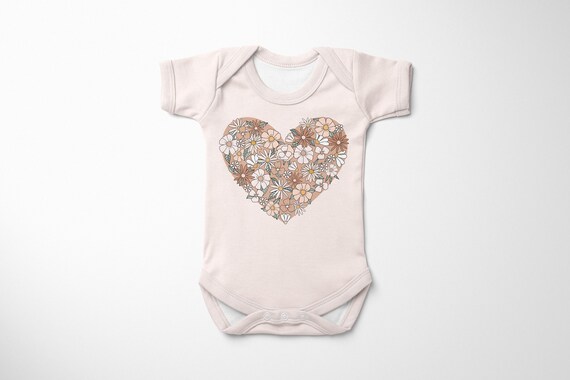 Floral Heart PNG: Boho Baby Shirt Design (Digital Download)