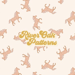 Boho Western Horse Seamless File Digital Repeat Pattern in cream and brown