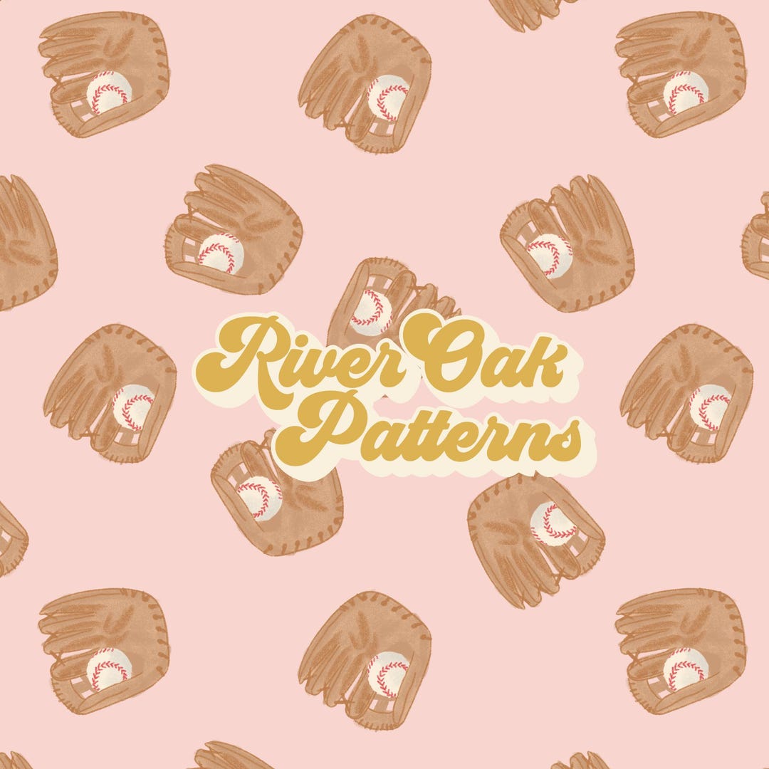 Pink Baseball Pattern Pink Baseball Mitts Seamless Pattern: Sports Fabric (digital Download ...
